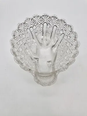 Antique Daisy Button Cut Glass Bowl Ring Dish Hand Print Manicure Bowl RARE • £41.80