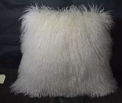 Mongolian Lamb Pillow Natural White 20 X 20    Fur  Tibet Cushion • $119.95