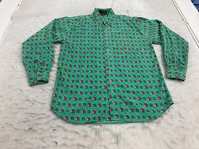 VTG Revenge Shirtmakers Western Shirt Mens S Small Green Paisley Long Sleeve • $12.99