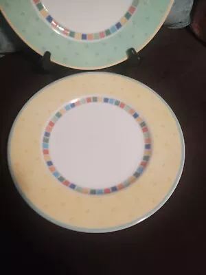 Set Of 2 Villeroy & Boch Twist Alea Verde + Limone Dinner Plates 10 7/8” • $40