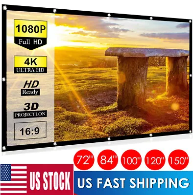60-150  Inch Projector Screen 16:9 HD Foldable Anti-Crease Projection Screen • $10.33
