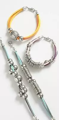 Suede Silver Plated Bead Bracelet Orange Pink Turquoise Womens Jewellery Gift • £6.61