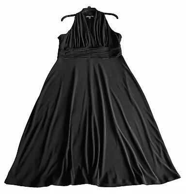 NWT JONES WEAR Womens Black Ruched Halter Marilyn Dress Size 14 Evening Cocktail • $25