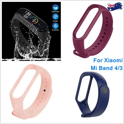 For Xiaomi Mi Band 3 4 Silicone Strap Replacement Wrist Sport Watch Bracelet AU • $5.58