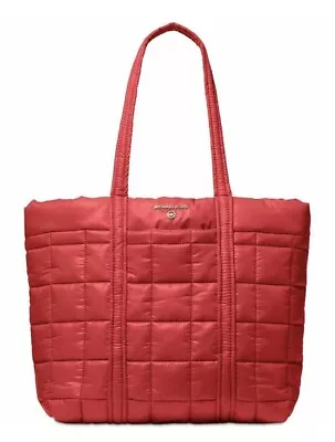 NEW WITH TAGS Michael Kors Stirling Padded Quilted Red Polyester Large Tote Bag • $55.75