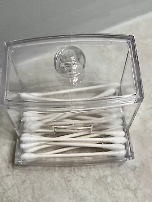 Q Tip Cotton Swabs Dispenser Holder Clear Acrylic Holder Q-Tip Makeup NEW #3 • $9.94