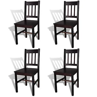 Dining Chairs 4 Pcs Pine Wood Brown Kitchen Smooth Furniture Comfort R6I6 • £352.99