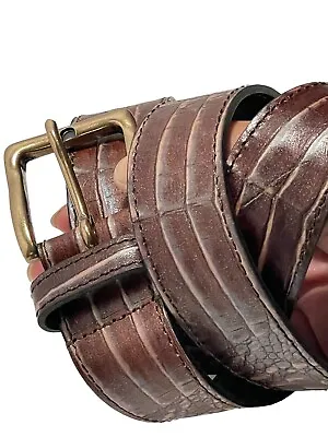 BERGE Women Leather Belt 30 Small Textured Brown Metallic Textured • $14.69