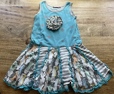 £10.66 • Buy Jelly The Pug Dress Size 6 EUC Green & Teal W/ Cat Print Adorable!