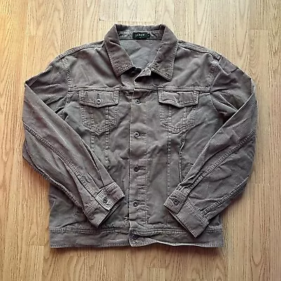 J Crew Jacket Mens Large Brown Tan Corduroy Trucker Button • $45