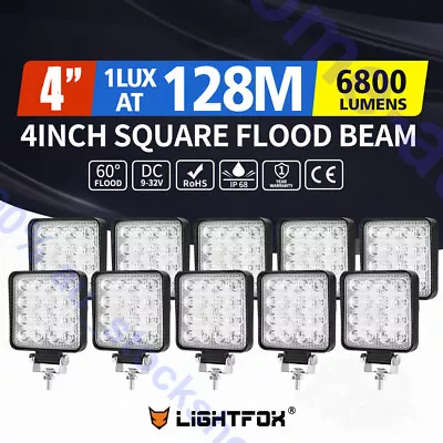 Lightfox 10x 4inch Osram LED Work Light Square Flood Offroad 4WD Reverse Lamp • $59.55