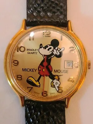 Vtg Bradley Pie-Eyed Mickey Mouse Watch W/Date - 50 YEARS OF TIME LTD ED - W/Box • $30