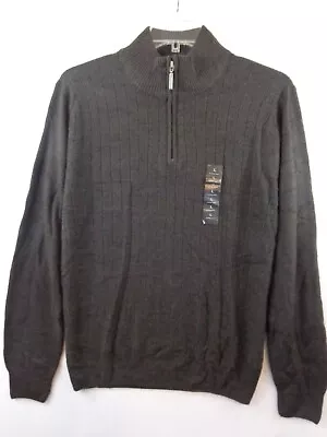 Geoffrey Beene Sweater Men's L Brown 1/4 Zip Mock Neck Super Soft New With Tags • $25.98