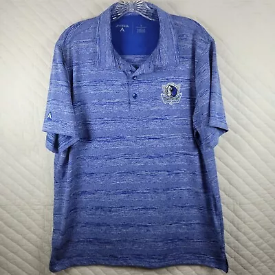 Dallas Mavericks Polo Shirt Adult Large Blue Striped Antigua Poly Golf NBA Mens • $17.88