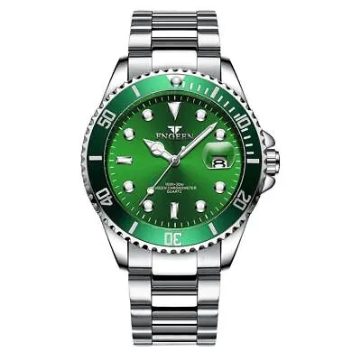 FNGEEN Classic Gents Mens Stainless Steel Watch Calendar Quartz Wrist Watches • $15.48