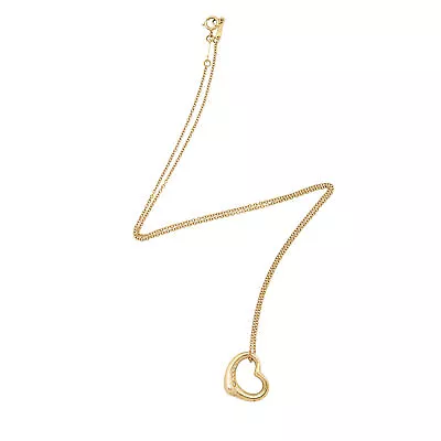TIffany & Co. Elsa Peretti 18k Gold Diamond Open Heart Necklace • $1310