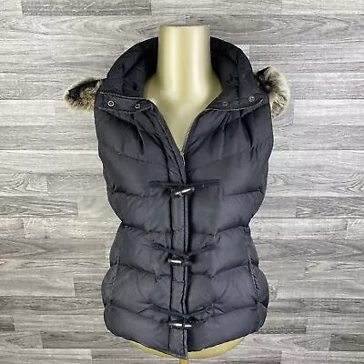 J. CREW Zip & Snap Toggle Buttons Down Insulated Black Puffer Vest Womens Size S • $11.75