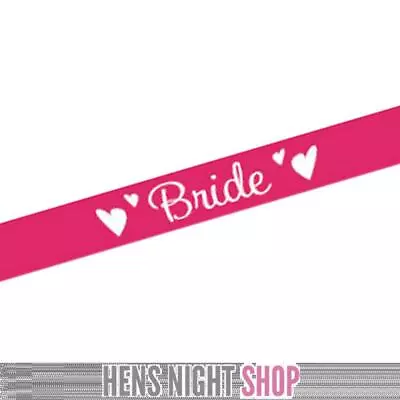 Pink & White Bride Satin Sash Ribbon Hens Night Bridal Bachelorette Party • $12.95
