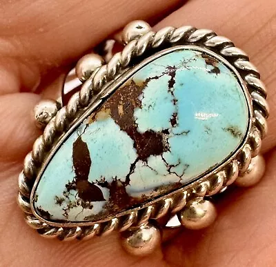 Navajo Golden Hills Turquoise Ring Size 9 Sterling Signed Martinez Native • $112.94