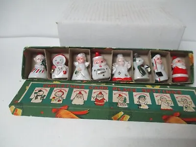 8 Vintage Commodore Japan Ceramic Christmas Place Card Holders Original Box #4 • $46.40