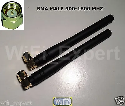 2 X HIGH GAIN 2 - 3dBi 900 - 1800 MHz SMA Male Right Angle GSM GPRS Antenna USA • $7.99