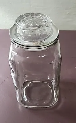 Vintage 7x3 Clear Glass Square Apothecary Or Candy  Cannister Jar. Maybe Weaton? • $15