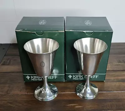 Vintage Kirk Stieff Pewter Wine Goblets Set Of 2 P104 6 1/2  W Box Monogrammed • $24.99