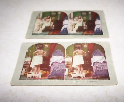 French Toilet Series Risqué Stereoscope Stereoview Card Lot 2 • $10