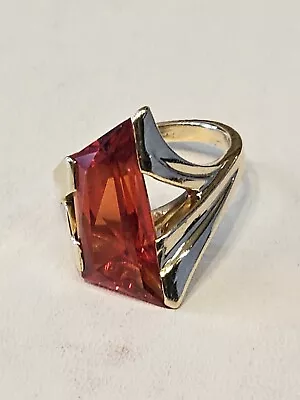 Strellman 14kt Ring Padparadscha Created Sapphire Jewelry • $200