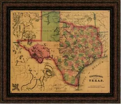 $45 • Buy Schonberg's Map Of Texas | Framed Historic Texas Map