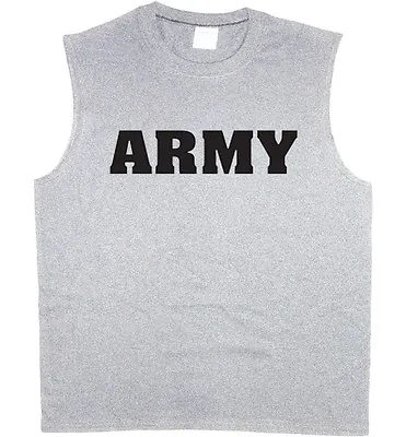 Men's Sleeveless T-shirt US Army Design Muscle Tee Tank Top Tshirt • $14.95