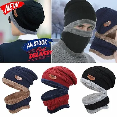 Winter Warm Knit Hat Scarf Set Ear Head Neck Cover Snow Ski Beanie Cap Men Women • $12.99