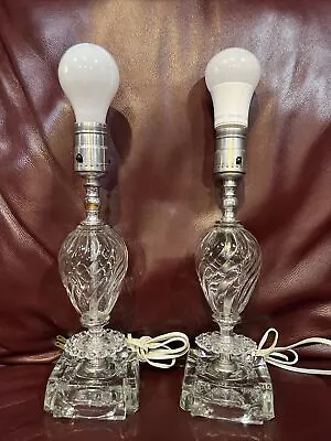 Vintage Clear Glass Boudoir Leviton Lamps Set Of Two • $29.99