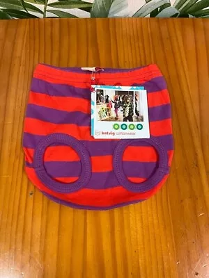 Katvig Purple And Red Striped Daierpants Size 6-9months • £3