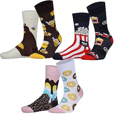 3-Pack Mismatched Novelty Socks Men & Women %100 Cotton Gift Box • $9.93