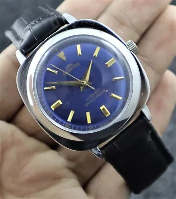 Vintage Fortis Men Hand Winding 17 Jewels Recently Service Blue Dial Wrist Watch • $24.99