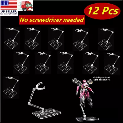 12Pc HG144 Adjustable Action Figure Display Holder Base Doll Model Support Stand • $14.99