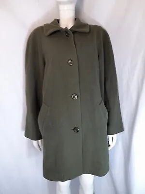 Vintage St Michael Lambs Wool Blend Dark Olive Coat Size 16 UK Womens • £19.99