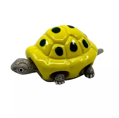 Vintage Ceramic Wiggling Turtle Yellow With Green Spots New Old Stock LEPS Peru • $15