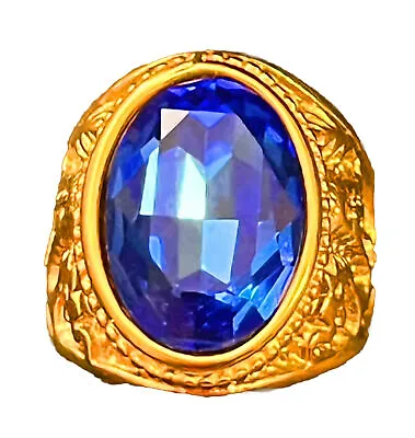 Vintage Gold Royal Blue Sapphire 18k Silver Roman Dragon Italian Mens Ring Sz 8 • $148.98