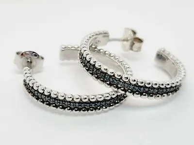 Links Of London Blue Diamond Hoop Earrings Effervescence Med New Silver • £299.99