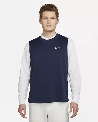 NWT $85 Nike Dri-FIT Tour Men's Golf Vest Sweater Navy Blue DR5289-410 Size L • $49.95