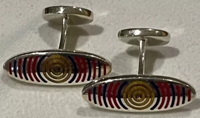 ROBERT TALBOTT  AST .925 Sterling Silver & Blue Red Enamel Cufflinks (RARE) • $109