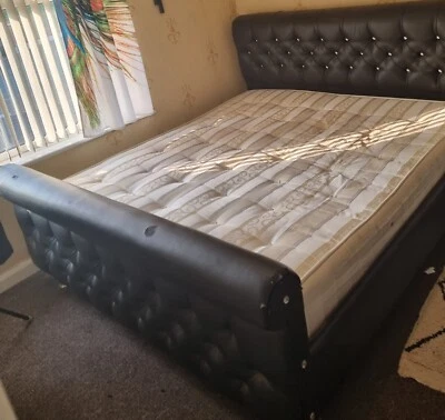 £41 • Buy Super King Size 6ft Leather Sleigh Bed With Heavey Duty Mattress