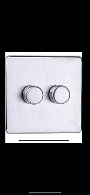 Crabtree Dimmer Light Switch: Stainless Steel Effect: 2 Gang 2Way 250W • £22
