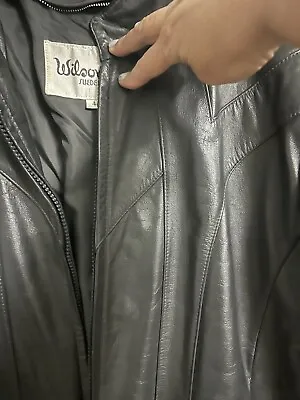 WIlsons Leather Jacket Black / Grey Scuba Biker Bomber Sleek Size 44 Korea • $55