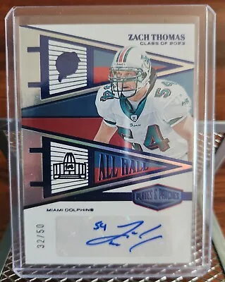 $100 • Buy ZACH THOMAS 2023 Panini Plates & Patches HOF CLASS OF 2023 AUTO SP#/35 Dolphins