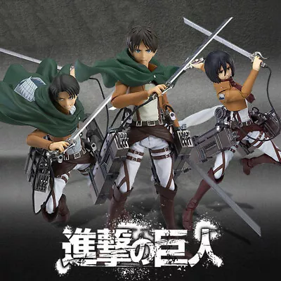 Figma Anime Attack On Titan Mikasa-203 Eren-207 Levi-213 Action Figure Toys Box • $30.99