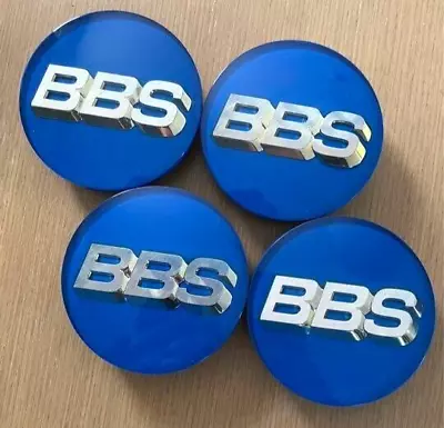 BBS Wheel Center Caps 70mm Genuine Emblem Blue Gold 3D Logo 5624206 Set Of... • $289.20