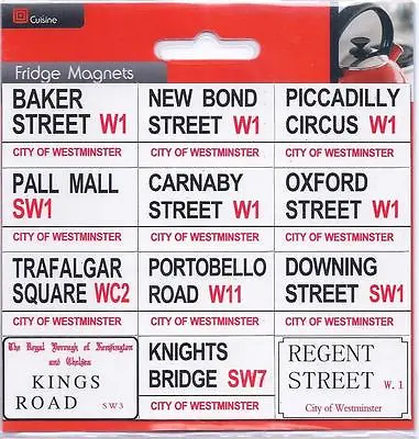 12 London Fridge Street Road Signs Magnets Souvenirs Westminister UK England GB • £2.69